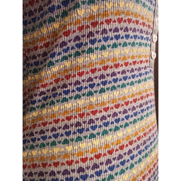 No Boundaries 90s Y2K Thermal Henley Rainbow Heart Dopamine Medium Kidcore LGBTQ - Picture 4 of 6